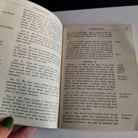 1936 Constitution Railroad Telegraphers Booklet Railway Workers Mutual Benefit - Picture 8 of 10